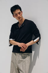 Need stripe wide denim pants(Ivory)