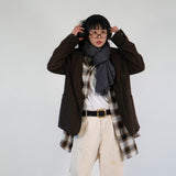 オンブレチェックシャツ (BROWN)