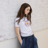 ピンクフラワーアートワークTシャツ (2color)