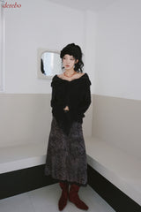 chiffon banding leopard long skirt