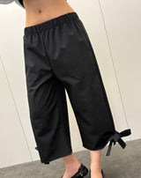 Slacks Side Ribbon Relaxed Fit Capri Pants 2color