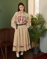 HEART PRINT VOLUME SHIRT [BEIGE]
