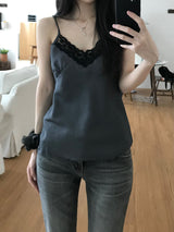 Satin Lace Sleeveless Top (2 colors)