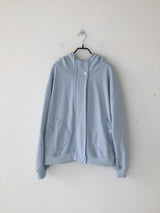 button flower hood zip-up