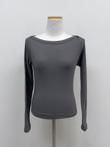 [Brushed Lining] リブボートネック長袖Tシャツ