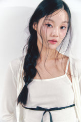 Knit Ribbon Shirring Top Set Ivory