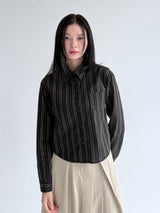  LINE STRIPE CROP SHIRT