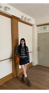 Navy A-line mini skirt