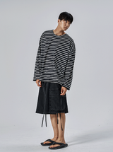 シャロウストライプオーバーサイズ長袖Tシャツ