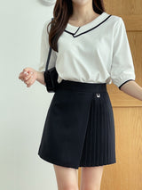 Roven Color Matching Collar Half-Length Knit