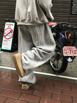 Mono Cable Quilted Wide Pants (4c)