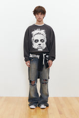 Vintage Bigface Crop Sweatshirt (Charcoal)