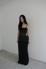 ribbon maxi skirt(black)
