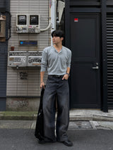 ソフト ヘンリーネック ロングスリーブ Tシャツ