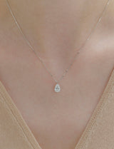 26SS★ Essence 14K(W) Lab-Diamond Pear Pendant Necklace 1.0CT