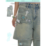 BETWEENANDxOliwa Summer holiday set of two pieces: printed, diamond-embellished, slimming washable pants – women’s jeans