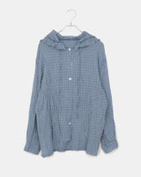 Juring frill checkered hooded long-sleeve shirt