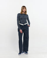 Fold Over Wide Slacks _ NAVY