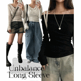 Lean Shirring Unbalanced Long Sleeve T-shirt