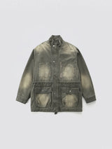 Washed High-Neck Field Jacket_Khaki