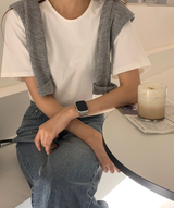 [Lè made/10,000 Sold] Lè made Stand U-neck Short Sleeve T-shirt / 4 colors