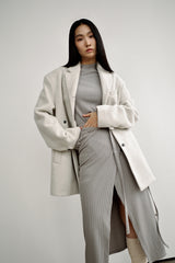 Fuzzy heavy wool coat, Light grey