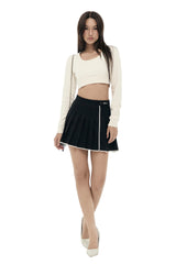 Crepe lace pleated skirt, Gray