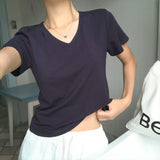 [MADE/S,M] ベーシックレーヨンVネック半袖Tシャツ