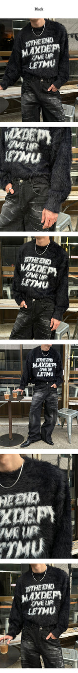 [Unisex] ヘビーアンゴラレタリングニット(2color)
