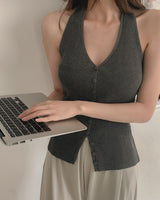 Bit halter button sleeveless