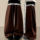 Wenli front, side pin tuck training string wide pants