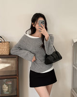 Uhan Contrast Unbalanced T-shirt