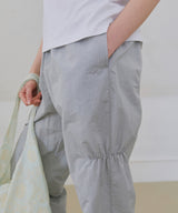Shirring Nylon Straight Pants - Grey