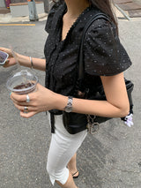 [MADE] Shimiz Dotted Puff Blouse