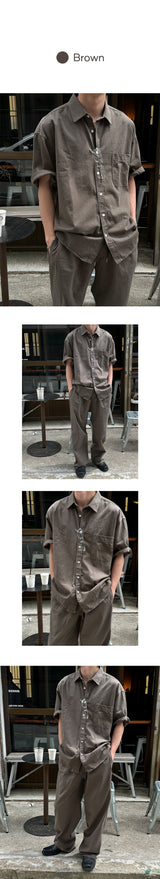 [SET UP가능] Washed cotton half shirts(6color)