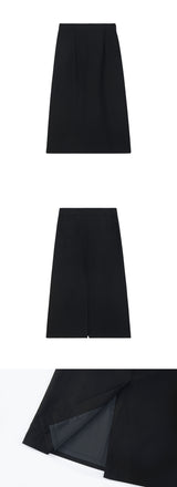 wool line midi skirt_black