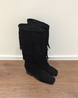 Suede fringe long boots(2color)