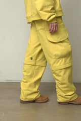Back point shirring cargo sweat pants (Melange Yellow)