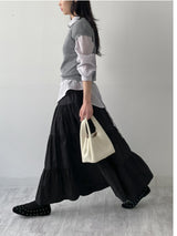 Aco Tiered Flare Long Skirt