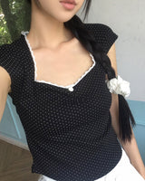 ドゥワドットローズレースクロップショートスリーブTシャツ