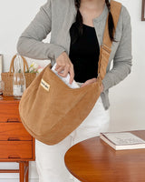 【MADE】Corduroy Big Cross Bag - Camel