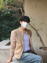 Brick Suede Sleeve Knit Jacket 2C
