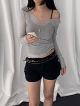 Accree V-neck sheer T-shirt
