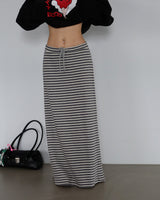 Duty Stripe Maxi Long Skirt