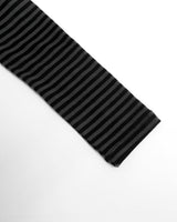 Henley Neck Long Sleeve Stripe Black