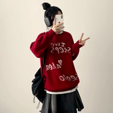 Pen Lettering Printing Round Knit