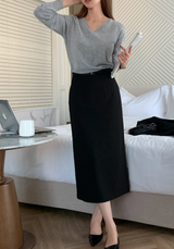 Lavin H-line Slit Long Skirt / 4 colors