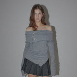 KATE BUTTON OFF-SHOULDER T - 3 COLOR