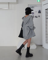 [UNISEX] Chrome Patch オーバーサイズフィット フード付きジップアップジャケット