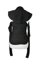 [春] - Drape hood T (Black/Gray)